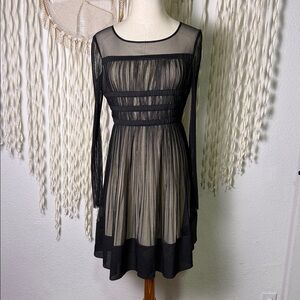 Twinset by Simona Barbieri Black Mesh Long Sleeve Mini Dress Size Small